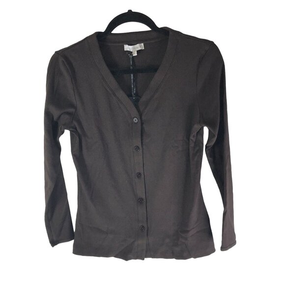 Anatomie Espresso Brown Danielle Button-Up Cardigan Ribbed Size XS - Picture 3 of 7
